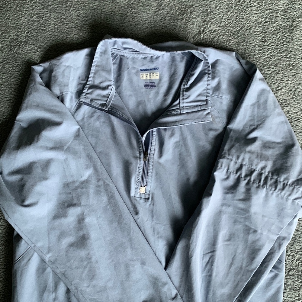Reebok quarter-zip windbreaker, light blue, women’s M, EUC